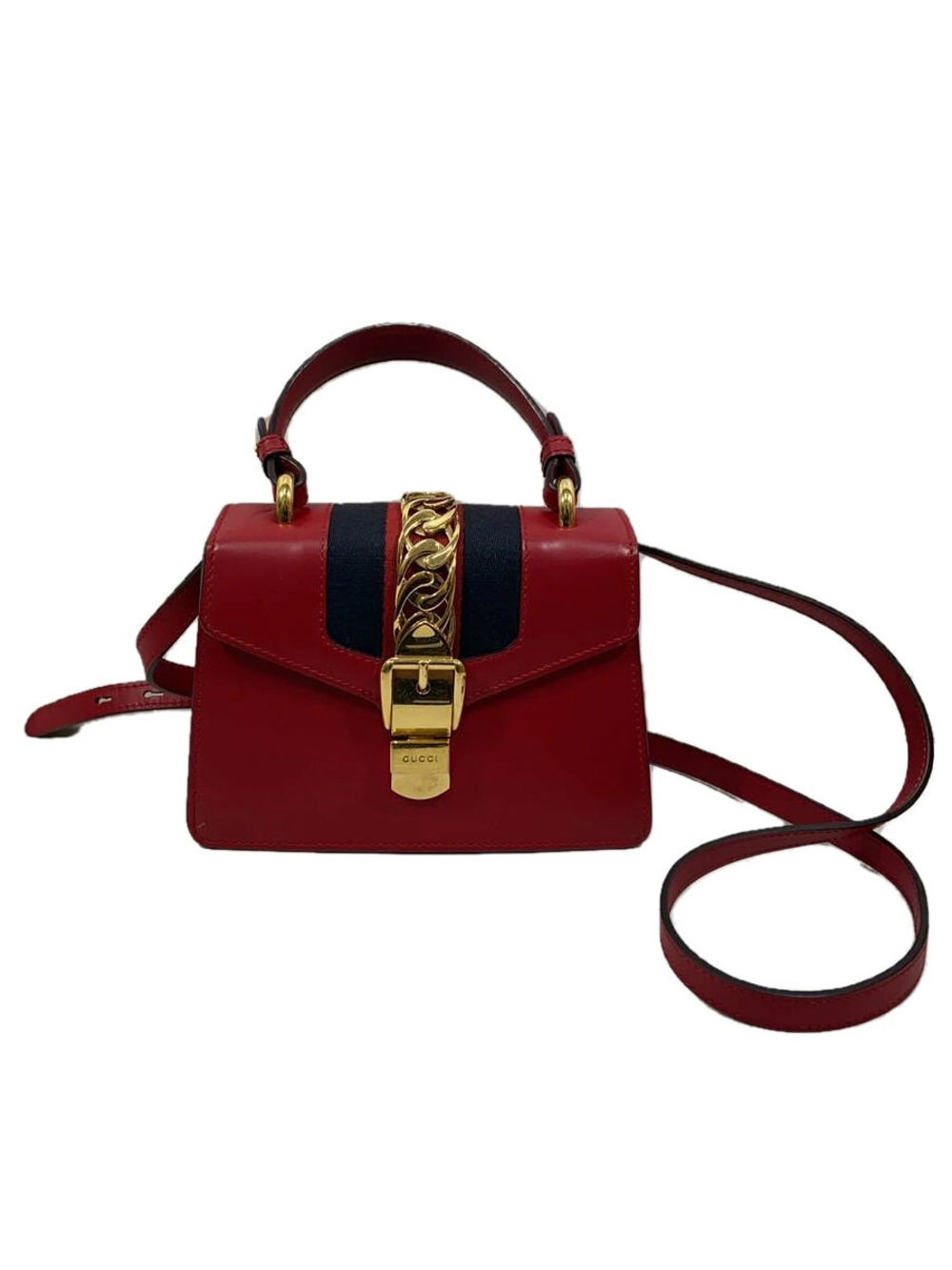 Gucci Sylvie Top Handle Bag signature web stripe RED